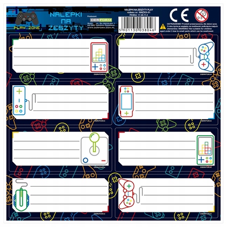 NAKLEJKI DO PODPISANIA ZESZYTY GRACZ GAME PLAY GRY PAD MYSZKA (1)
