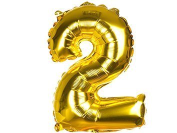 BALON FOLIOWY ZŁOTY CYFERKA 2 - DWÓJKA 40CM (1)